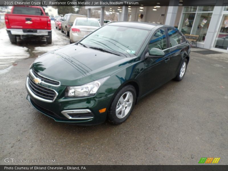 Rainforest Green Metallic / Jet Black/Medium Titanium 2015 Chevrolet Cruze LT