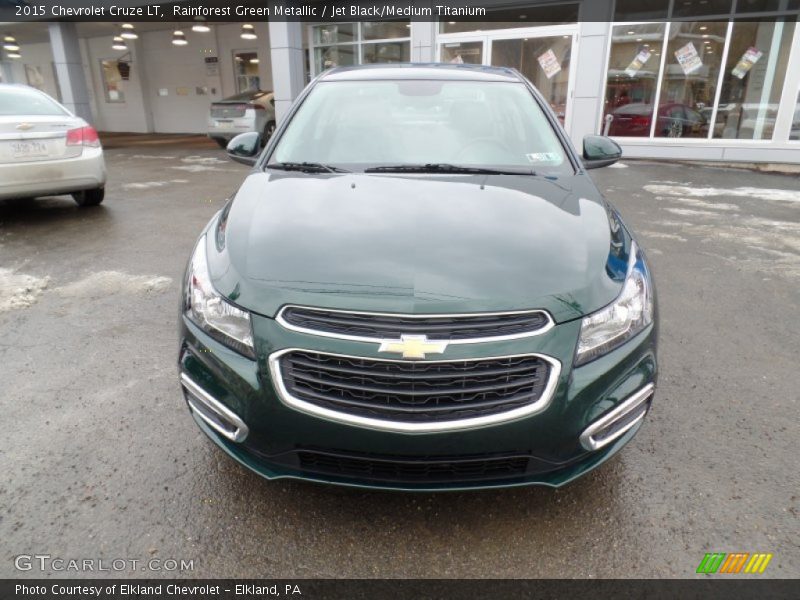 Rainforest Green Metallic / Jet Black/Medium Titanium 2015 Chevrolet Cruze LT