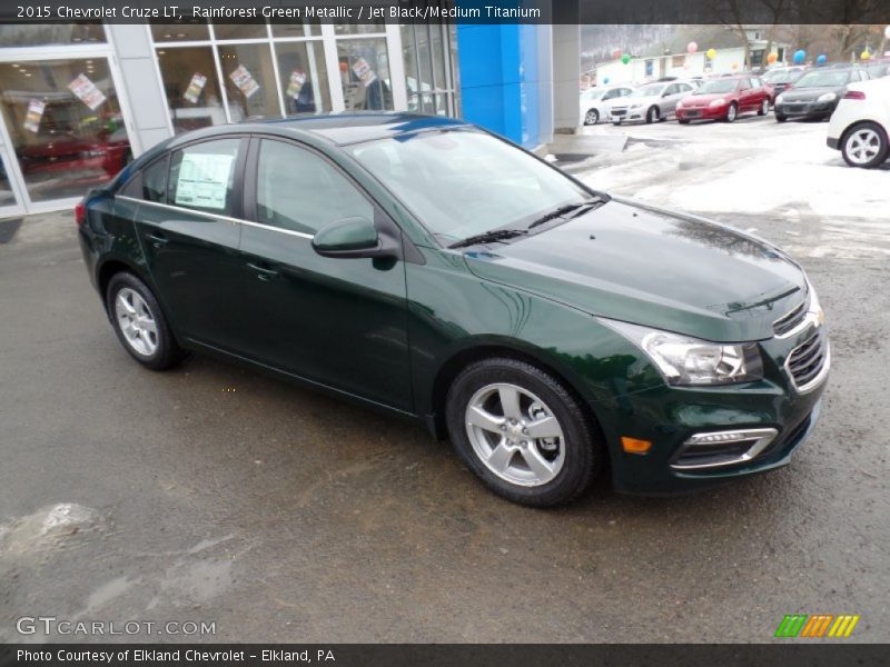 Rainforest Green Metallic / Jet Black/Medium Titanium 2015 Chevrolet Cruze LT