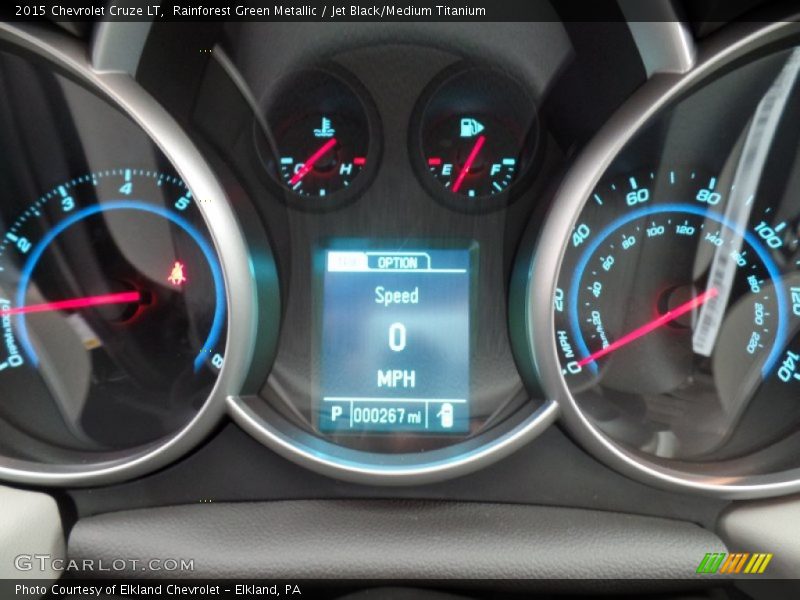 Rainforest Green Metallic / Jet Black/Medium Titanium 2015 Chevrolet Cruze LT