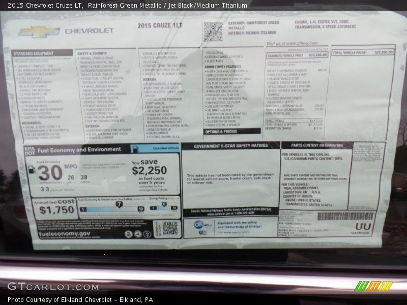  2015 Cruze LT Window Sticker