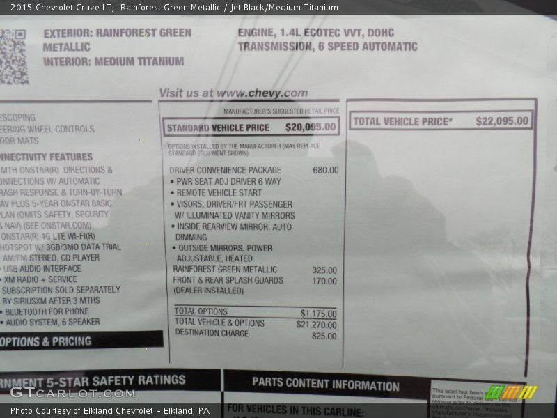  2015 Cruze LT Window Sticker