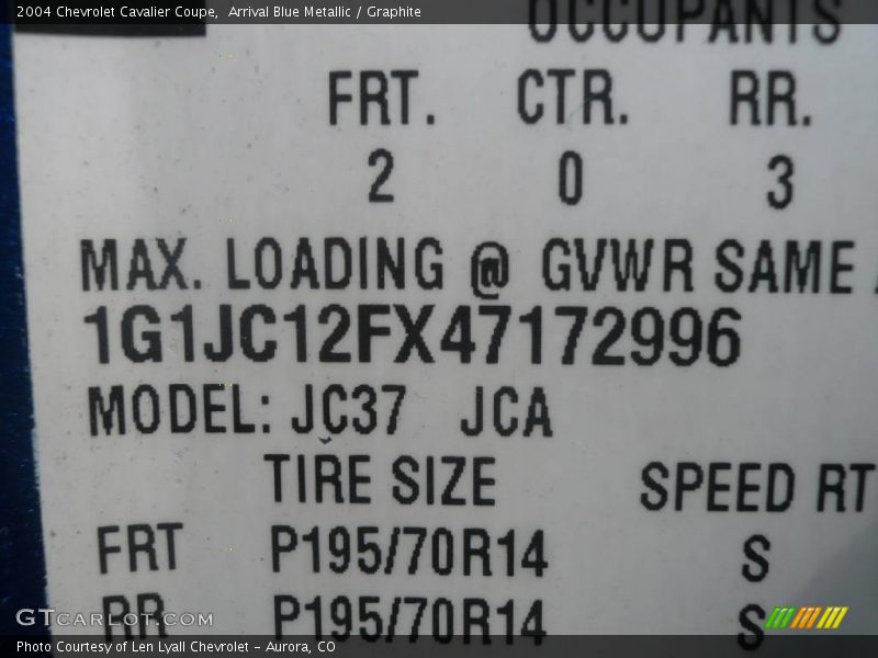 Arrival Blue Metallic / Graphite 2004 Chevrolet Cavalier Coupe