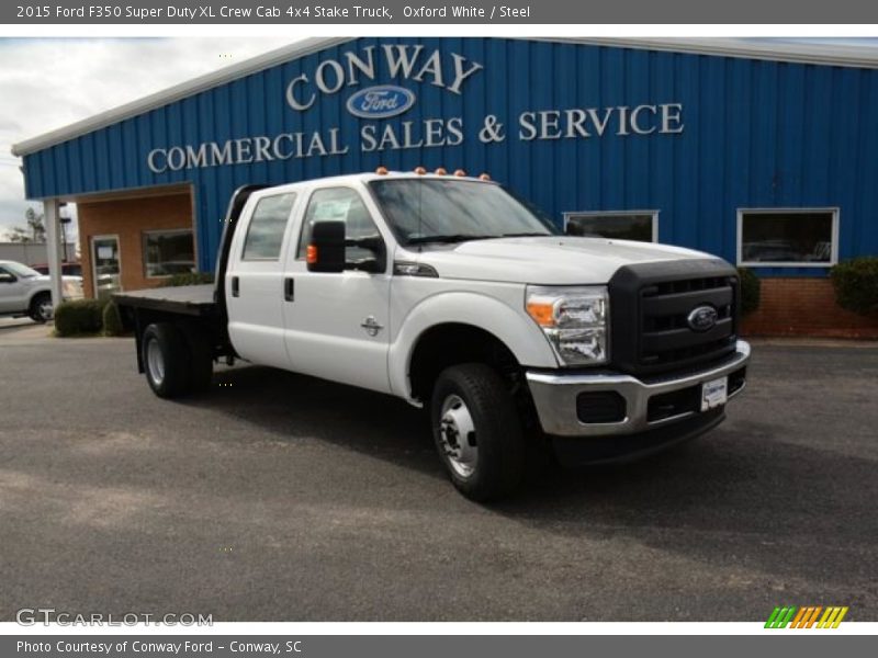 Oxford White / Steel 2015 Ford F350 Super Duty XL Crew Cab 4x4 Stake Truck
