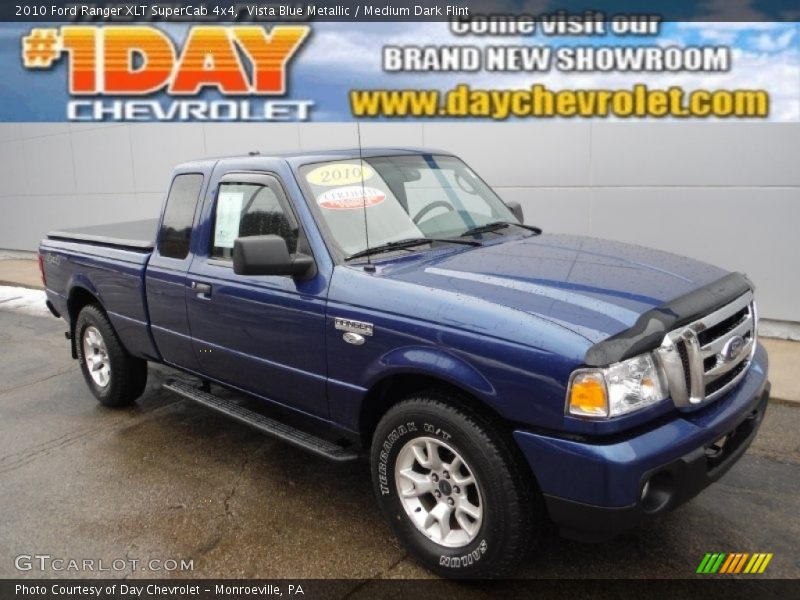 Vista Blue Metallic / Medium Dark Flint 2010 Ford Ranger XLT SuperCab 4x4