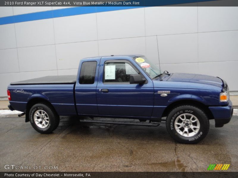 Vista Blue Metallic / Medium Dark Flint 2010 Ford Ranger XLT SuperCab 4x4