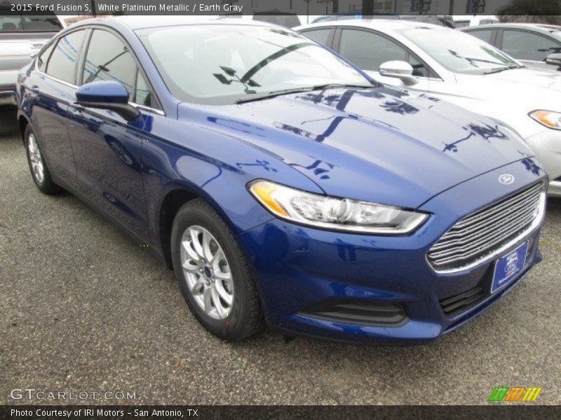 White Platinum Metallic / Earth Gray 2015 Ford Fusion S
