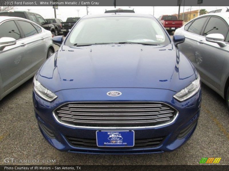 White Platinum Metallic / Earth Gray 2015 Ford Fusion S
