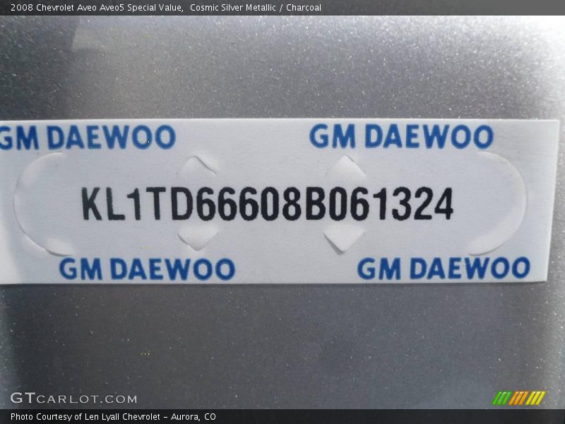 Cosmic Silver Metallic / Charcoal 2008 Chevrolet Aveo Aveo5 Special Value