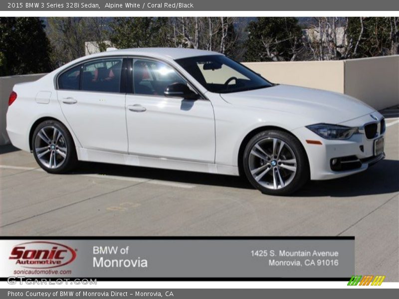 Alpine White / Coral Red/Black 2015 BMW 3 Series 328i Sedan