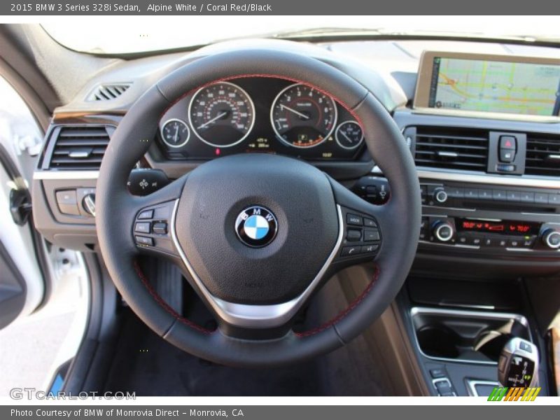 Alpine White / Coral Red/Black 2015 BMW 3 Series 328i Sedan