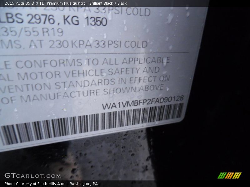 Brilliant Black / Black 2015 Audi Q5 3.0 TDI Premium Plus quattro