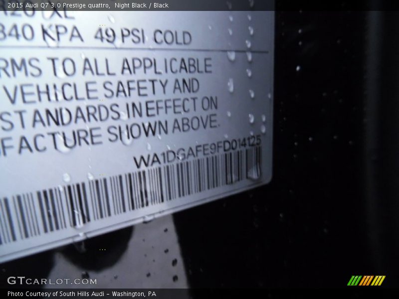 Night Black / Black 2015 Audi Q7 3.0 Prestige quattro