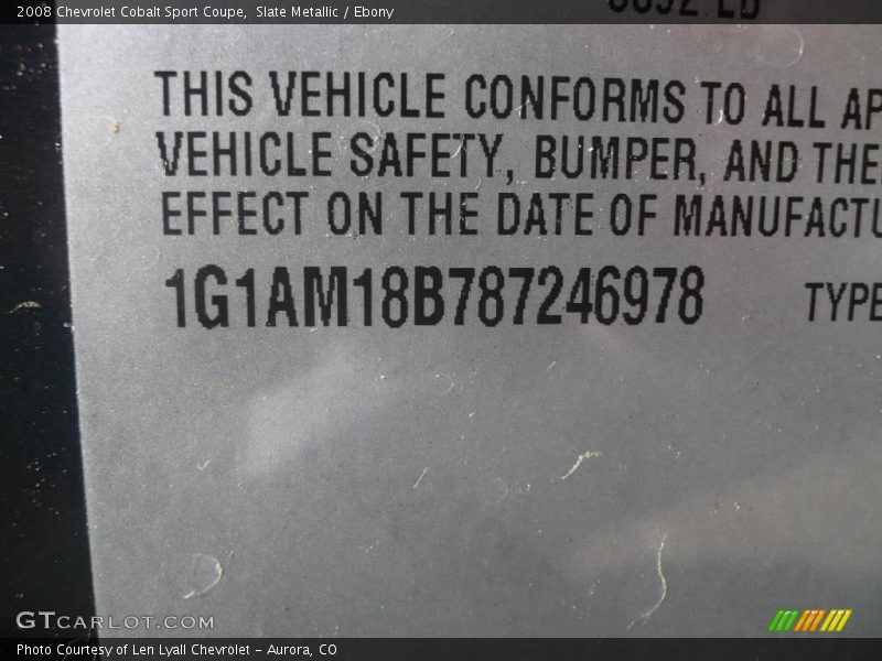 Slate Metallic / Ebony 2008 Chevrolet Cobalt Sport Coupe