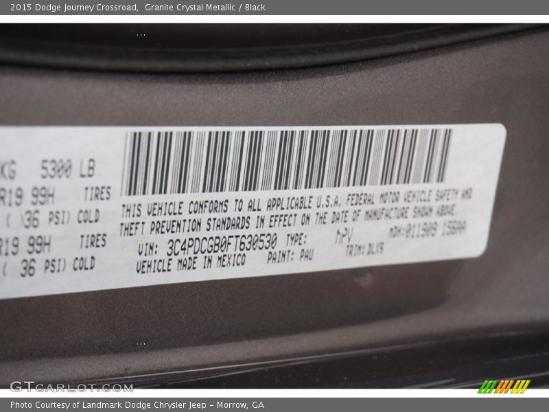 Granite Crystal Metallic / Black 2015 Dodge Journey Crossroad