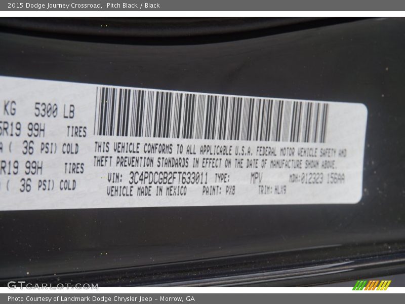 Pitch Black / Black 2015 Dodge Journey Crossroad