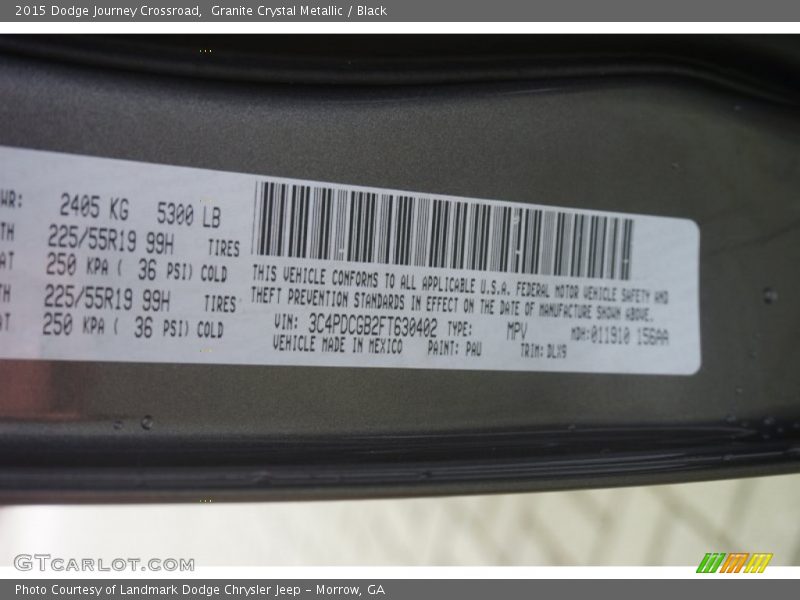 Granite Crystal Metallic / Black 2015 Dodge Journey Crossroad
