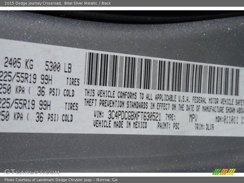Billet Silver Metallic / Black 2015 Dodge Journey Crossroad