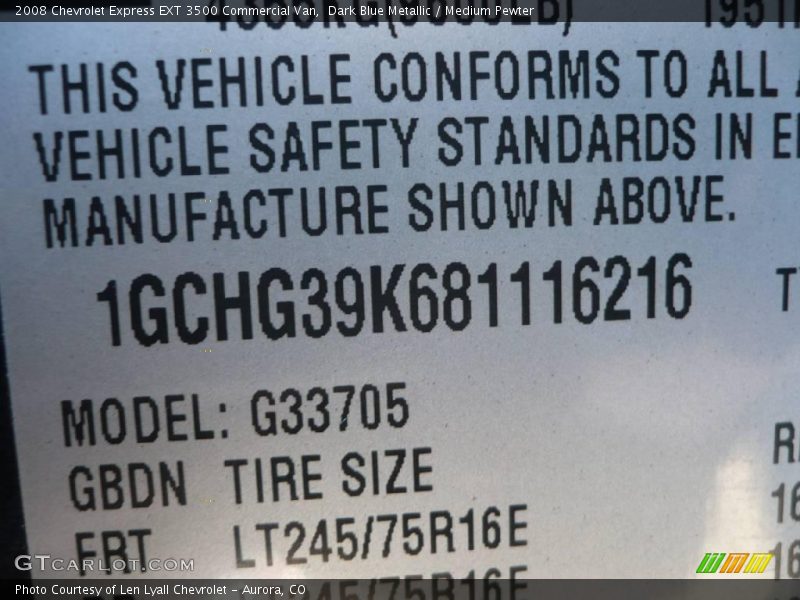 Dark Blue Metallic / Medium Pewter 2008 Chevrolet Express EXT 3500 Commercial Van