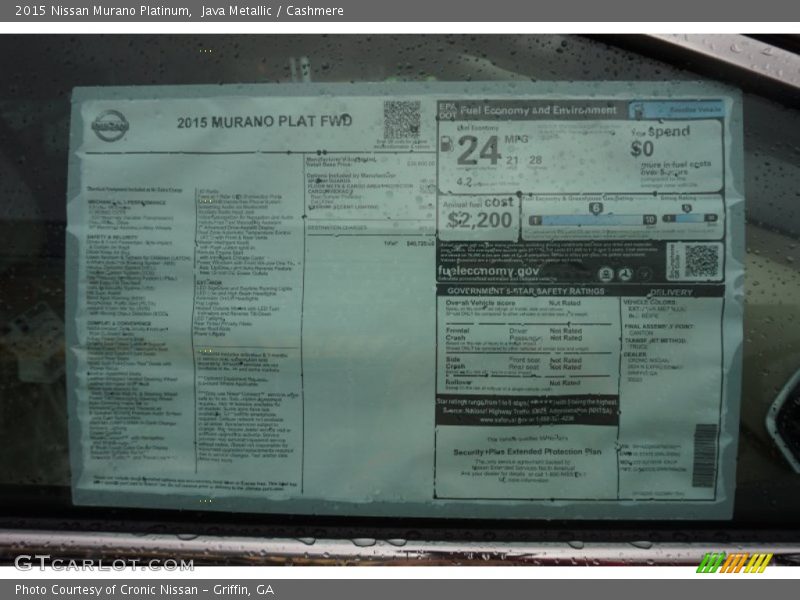  2015 Murano Platinum Window Sticker