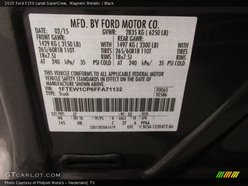 Magnetic Metallic / Black 2015 Ford F150 Lariat SuperCrew