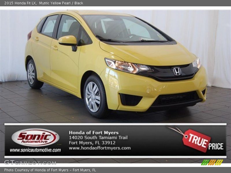 Mystic Yellow Pearl / Black 2015 Honda Fit LX