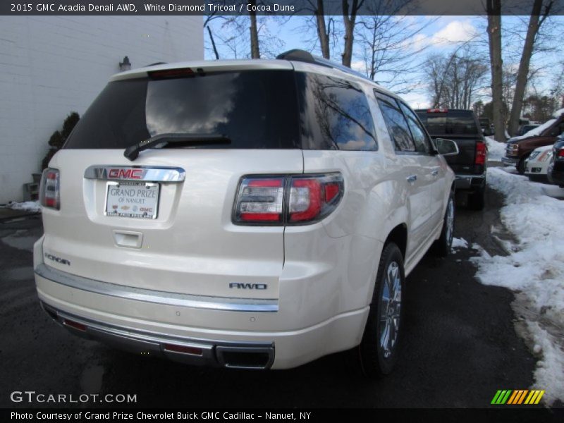 White Diamond Tricoat / Cocoa Dune 2015 GMC Acadia Denali AWD
