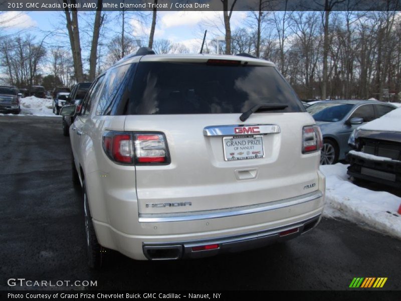 White Diamond Tricoat / Cocoa Dune 2015 GMC Acadia Denali AWD