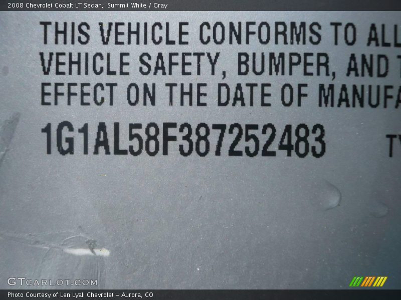 Summit White / Gray 2008 Chevrolet Cobalt LT Sedan