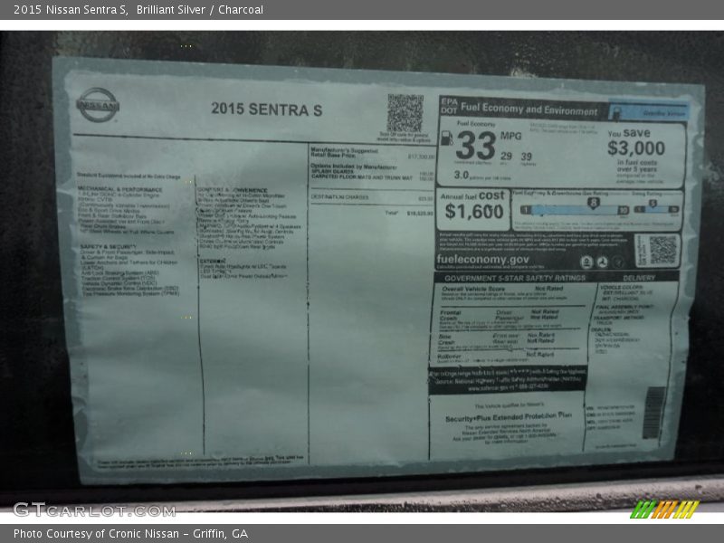 Brilliant Silver / Charcoal 2015 Nissan Sentra S
