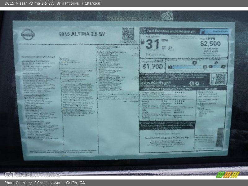 Brilliant Silver / Charcoal 2015 Nissan Altima 2.5 SV