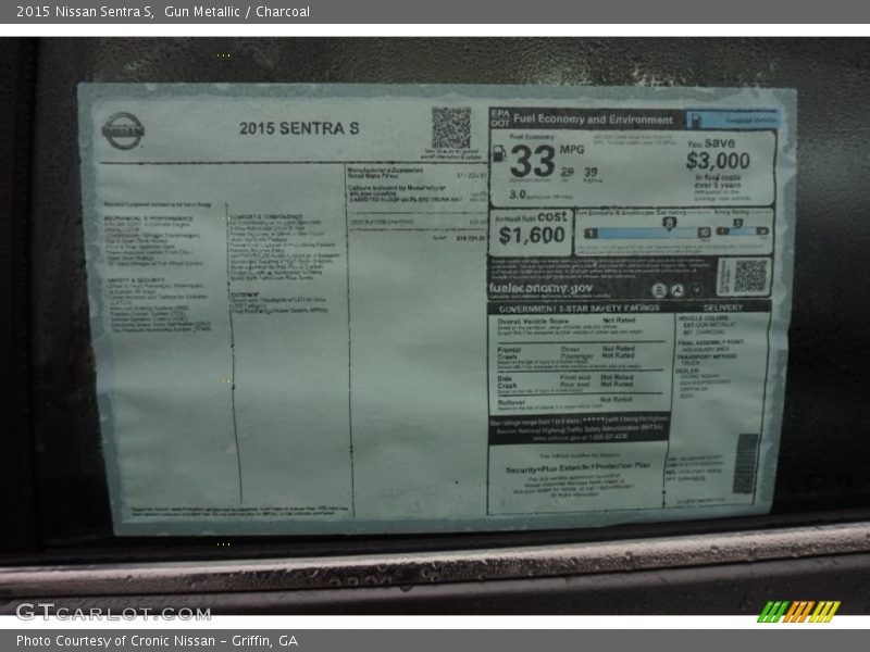 Gun Metallic / Charcoal 2015 Nissan Sentra S