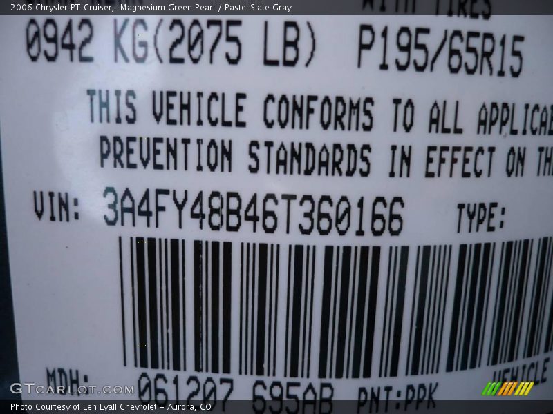 Magnesium Green Pearl / Pastel Slate Gray 2006 Chrysler PT Cruiser