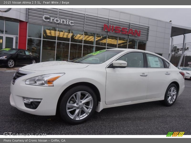 Pearl White / Beige 2015 Nissan Altima 2.5 SL