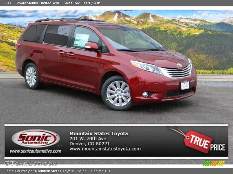 Salsa Red Pearl / Ash 2015 Toyota Sienna Limited AWD