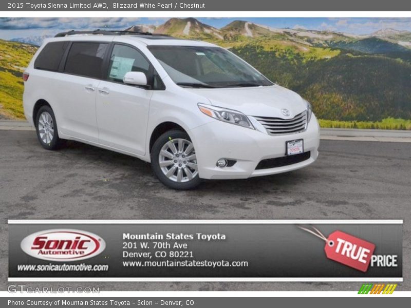 Blizzard White Pearl / Chestnut 2015 Toyota Sienna Limited AWD