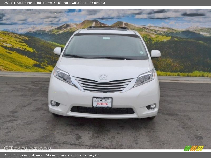 Blizzard White Pearl / Chestnut 2015 Toyota Sienna Limited AWD