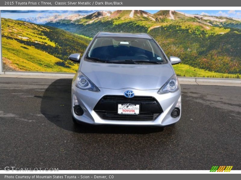 Classic Silver Metallic / Dark Blue/Black 2015 Toyota Prius c Three