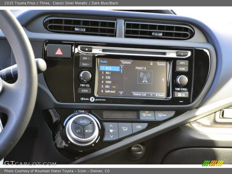 Classic Silver Metallic / Dark Blue/Black 2015 Toyota Prius c Three