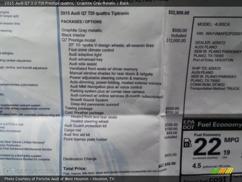 Graphite Gray Metallic / Black 2015 Audi Q7 3.0 TDI Prestige quattro