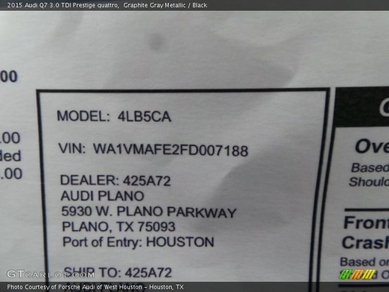 Graphite Gray Metallic / Black 2015 Audi Q7 3.0 TDI Prestige quattro