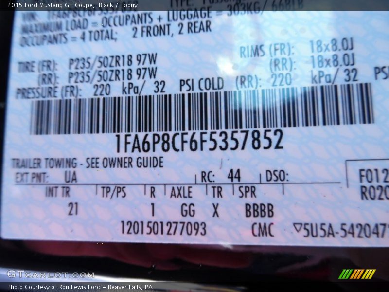 Black / Ebony 2015 Ford Mustang GT Coupe