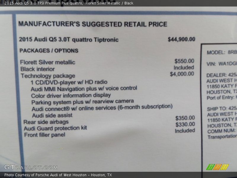 Florett Silver Metallic / Black 2015 Audi Q5 3.0 TFSI Premium Plus quattro