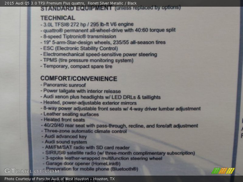 Florett Silver Metallic / Black 2015 Audi Q5 3.0 TFSI Premium Plus quattro
