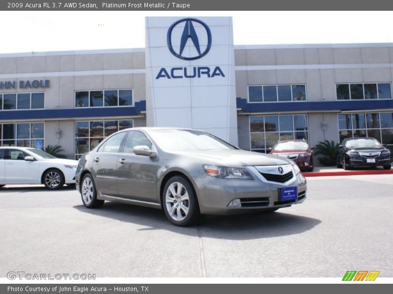 Platinum Frost Metallic / Taupe 2009 Acura RL 3.7 AWD Sedan