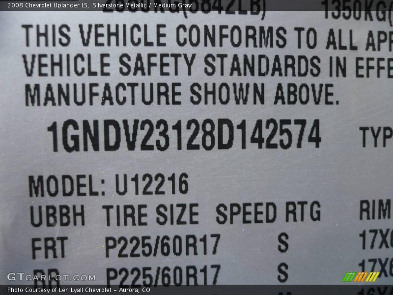 Silverstone Metallic / Medium Gray 2008 Chevrolet Uplander LS