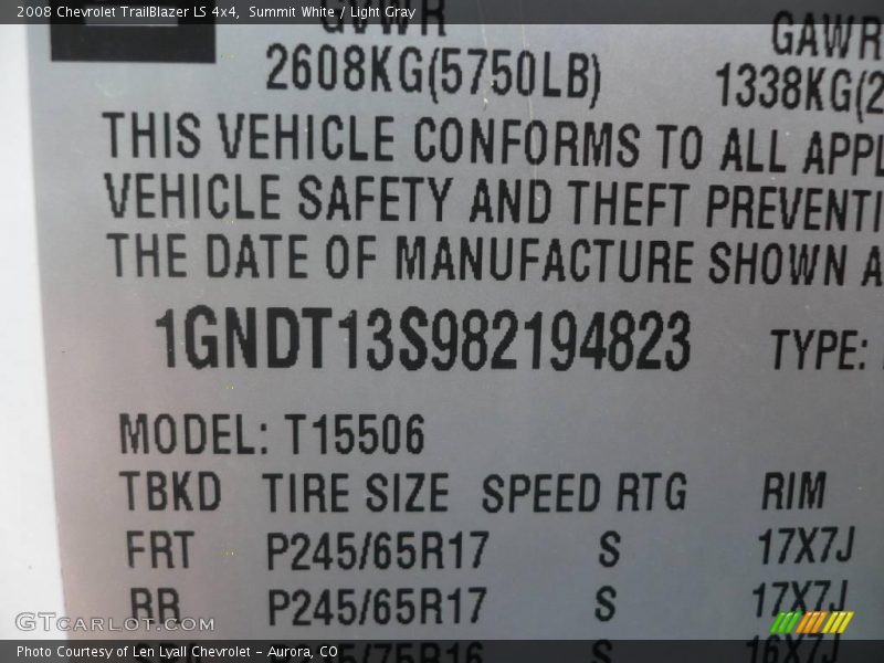 Summit White / Light Gray 2008 Chevrolet TrailBlazer LS 4x4