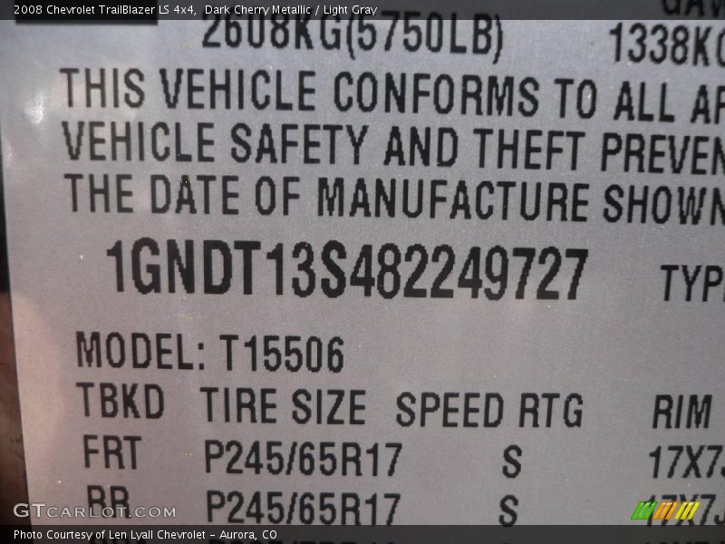 Dark Cherry Metallic / Light Gray 2008 Chevrolet TrailBlazer LS 4x4