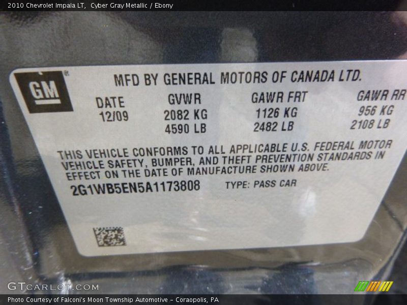 Cyber Gray Metallic / Ebony 2010 Chevrolet Impala LT