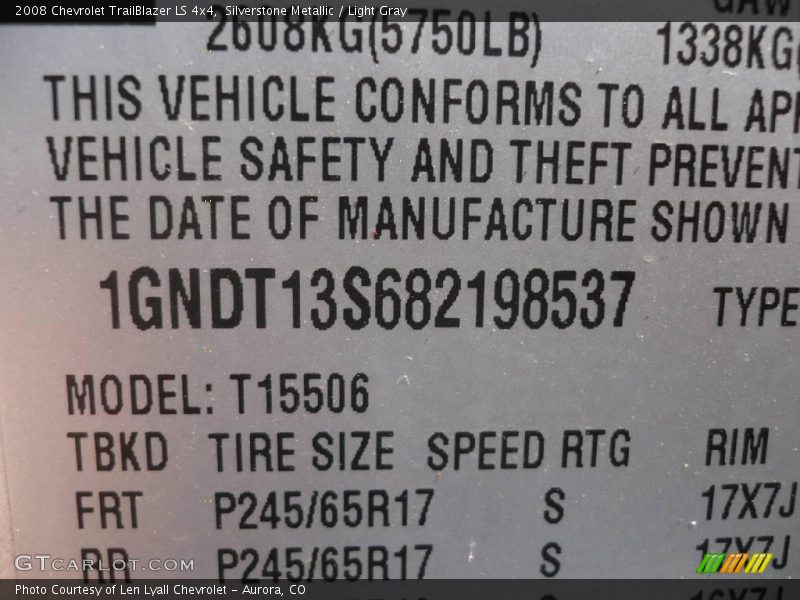 Silverstone Metallic / Light Gray 2008 Chevrolet TrailBlazer LS 4x4